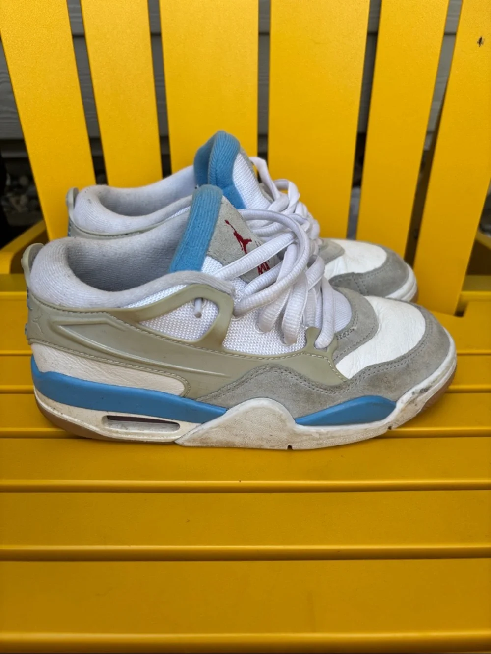 Nike Kids White & Light Blue Jordan Low-Top Sneakers - Picture 3 of 5